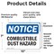 Signmission Combustible Dust Hazard OSHA Notice Sign, Vinyl Decal, 10in W x 7in L, 2PK OS-2PACK-NS-D-710-L-10721 - alternate 4